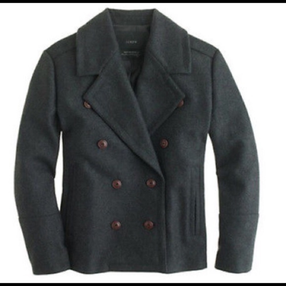 NWT J.crew B6474 wool Melton peacoat size 8